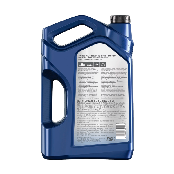 Shell Rotella T6 Full Synthetic 15W-40 Diesel Engine Oil, 1 Gallon - Görsel 2